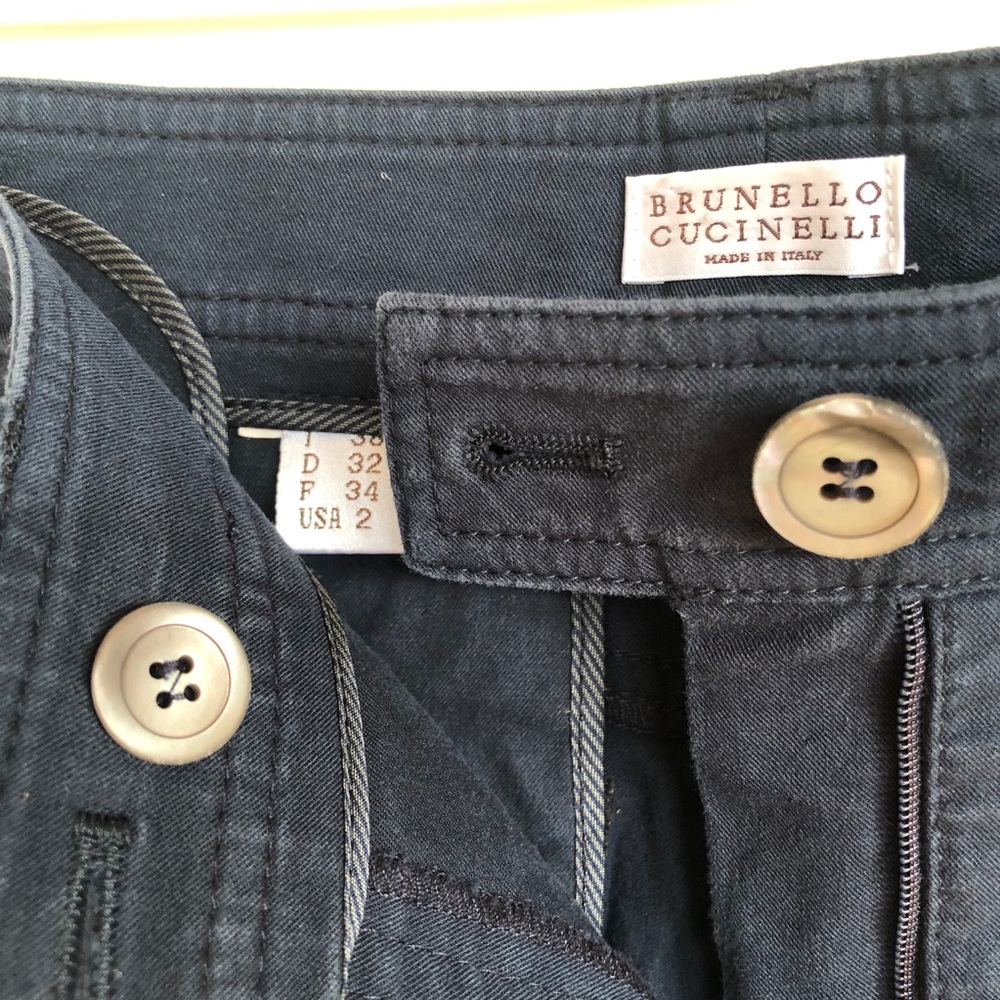 Brunello Cucinelli Navy Blue Ankle Trousers 0 2 - Picture 8 of 9